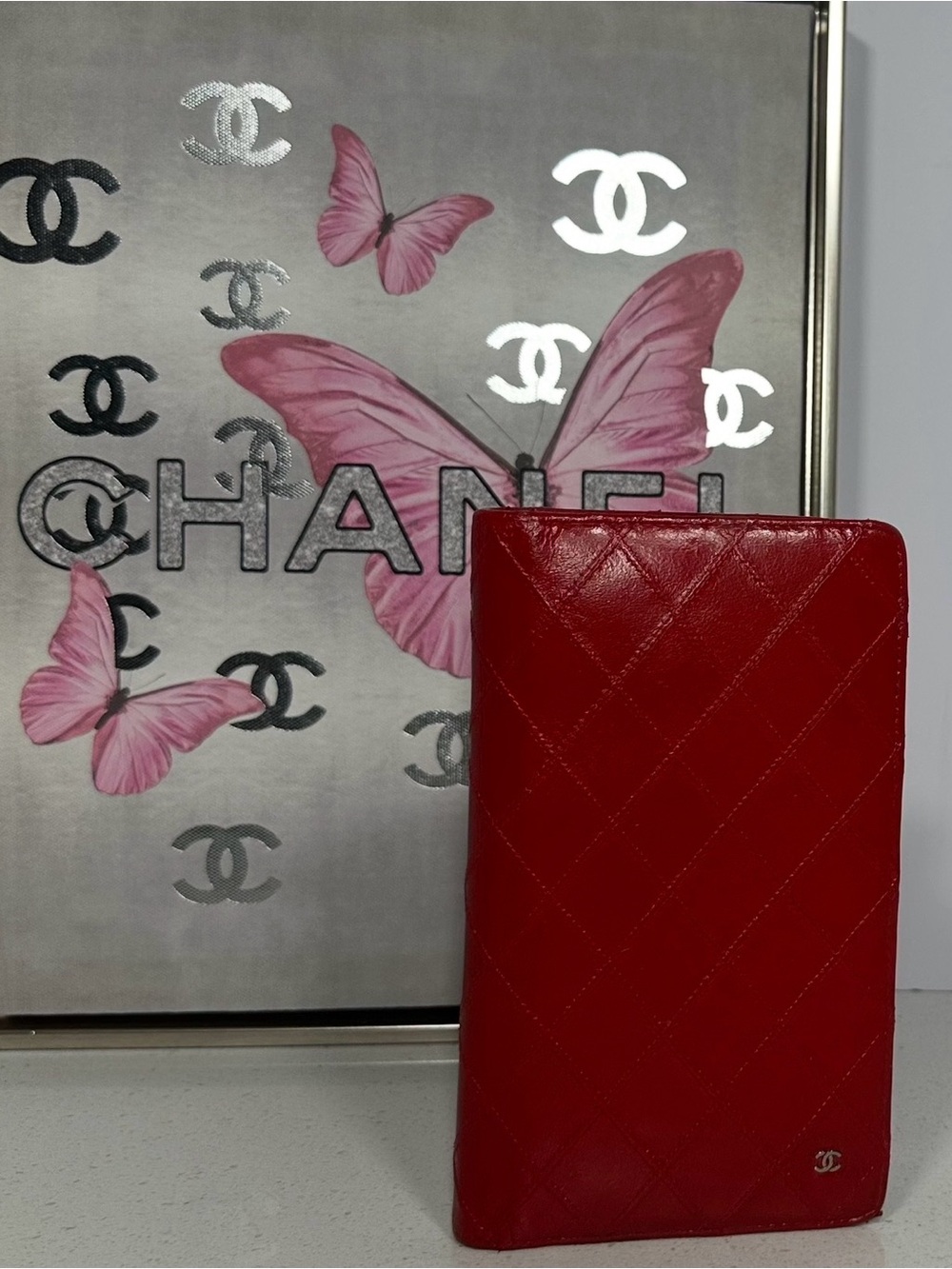 Chanel Red Leather Long Wallet